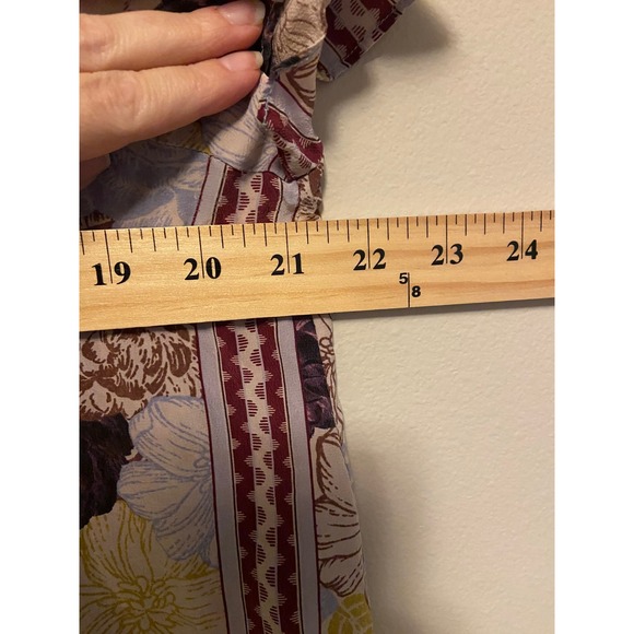 SUNO Floral Print Silk V Neck Short Sleeve Drawstring Waist Dress Womens Size 8 - Picture 5 of 7